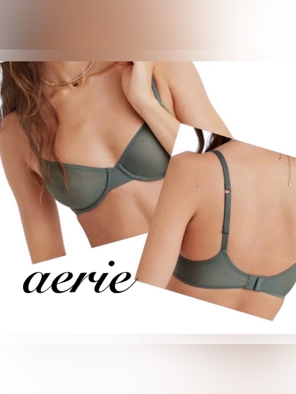NWT Aerie 36B SMOOTHEZ Full Coverage Unlined Underwire Bra; Dark Green
